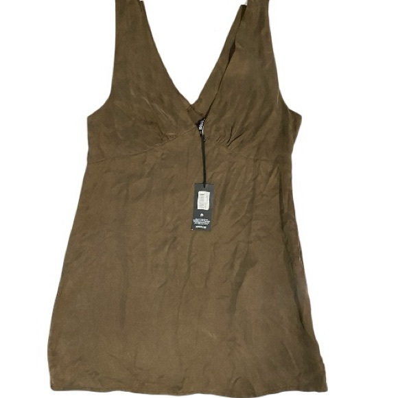 Afends Grace Cupro  V-neck Mini Summer Dress Coffee sleeveless size XL - Picture 14 of 15